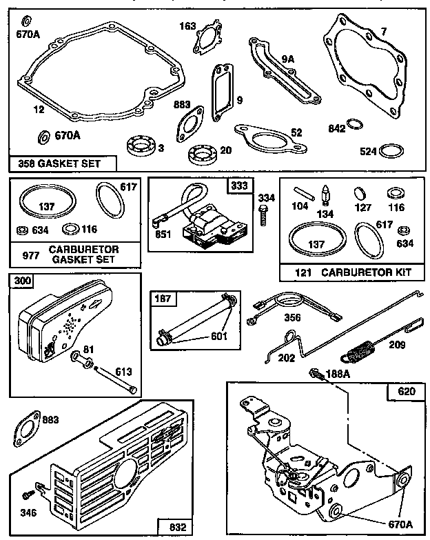 Bracket assembly and gasket set