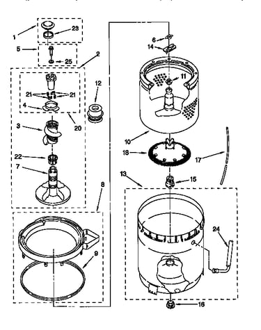 Agitator, basket and tub