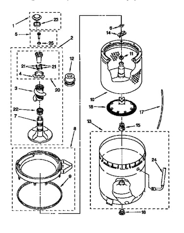Agitator, basket and tub
