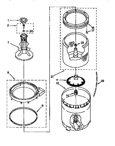 Agitator, basket and tub