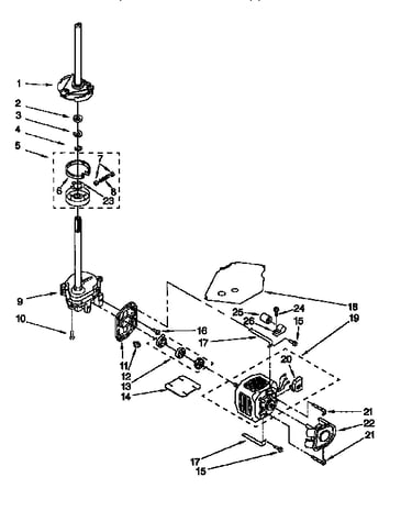 Brake, clutch, gearcase, motor