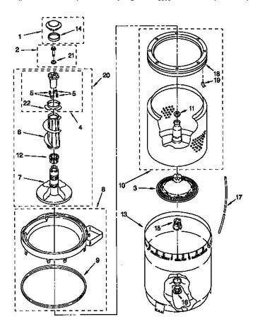 Agitator, basket and tub