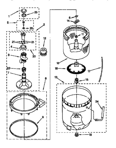 Agitator, basket and tub