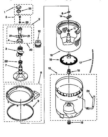 Agitator, basket and tub