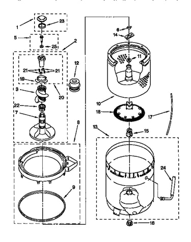 Agitator, basket and tub