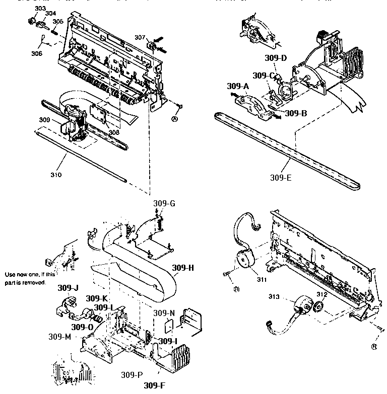 Carriage part and motors