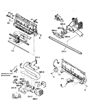Carriage part and motors