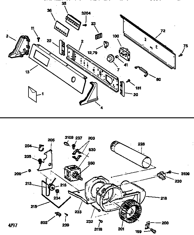 BACKSPLASH, BLOWER & DRIVE ASSEMBLY