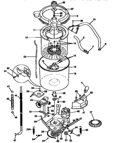 Tub, basket, and agitator
