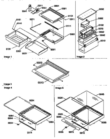 Dell, shelf and crisper assemblies