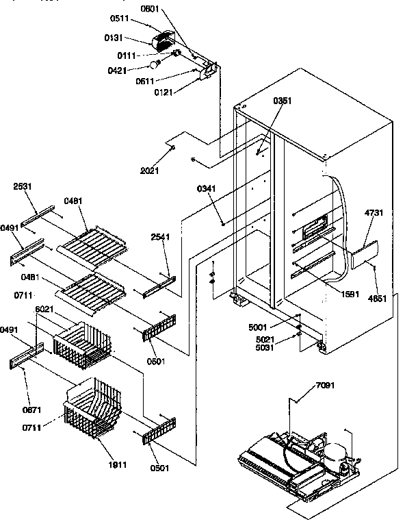 FREEZER SHELVES AND LIGHT