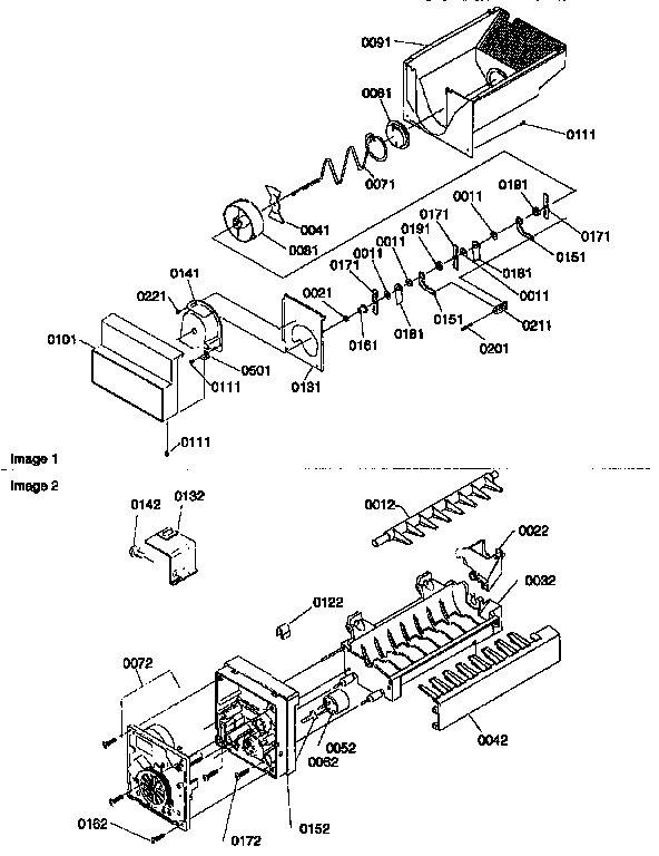 Ice bucket auger and ice maker