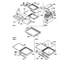 Amana 57089-P1190814WE deli, shelf, and crisper assemblies diagram