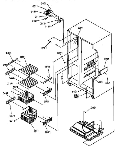 Freezer shelves and light