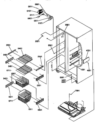 Freezer shelves and light