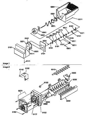 Ice bucket auger, ice maker