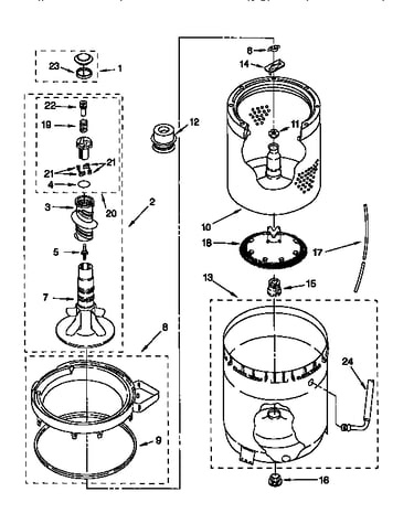 Agitator, basket and tub