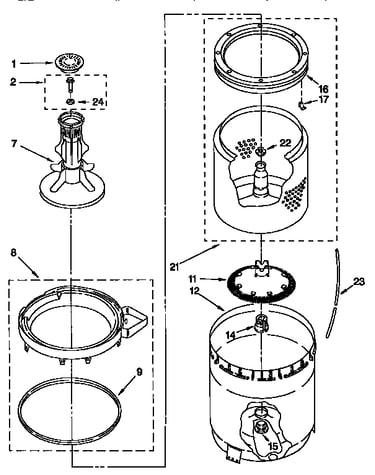 Agitator, basket and tub