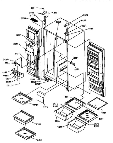 Shelves, lights and hinges