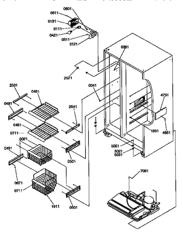 Freezer shelves and light