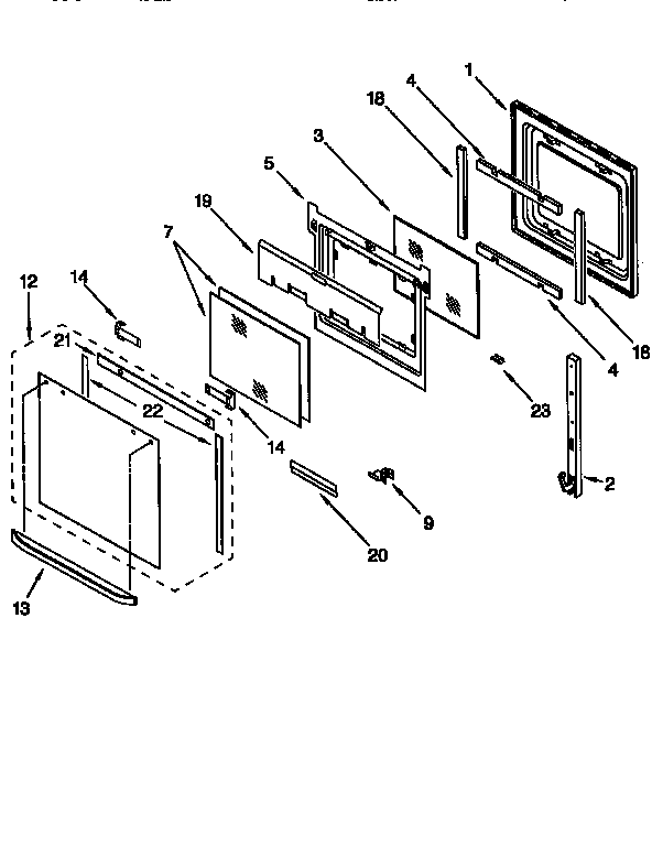 Upper oven door