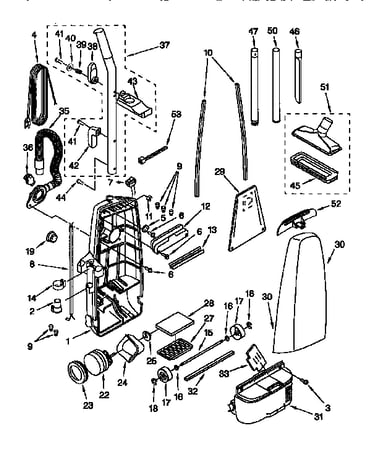 Dust compartment and motor