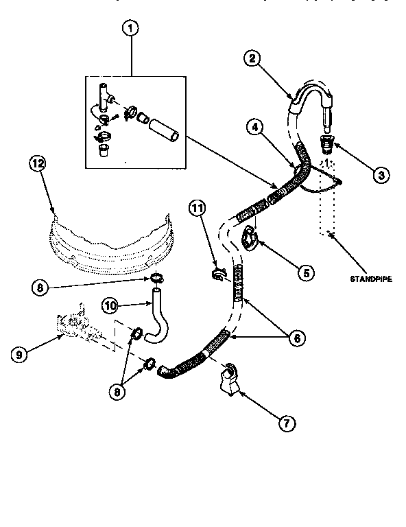 Drain hose and siphon break