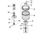 Amana LWA90W/PLWA90AW agitator, drive bell, seal kit diagram