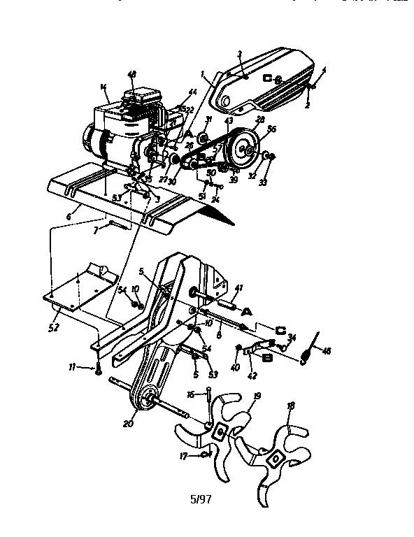 Tine shield and pulley assembly
