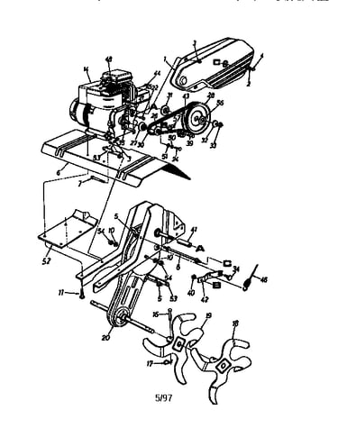Tine shield and pulley assembly