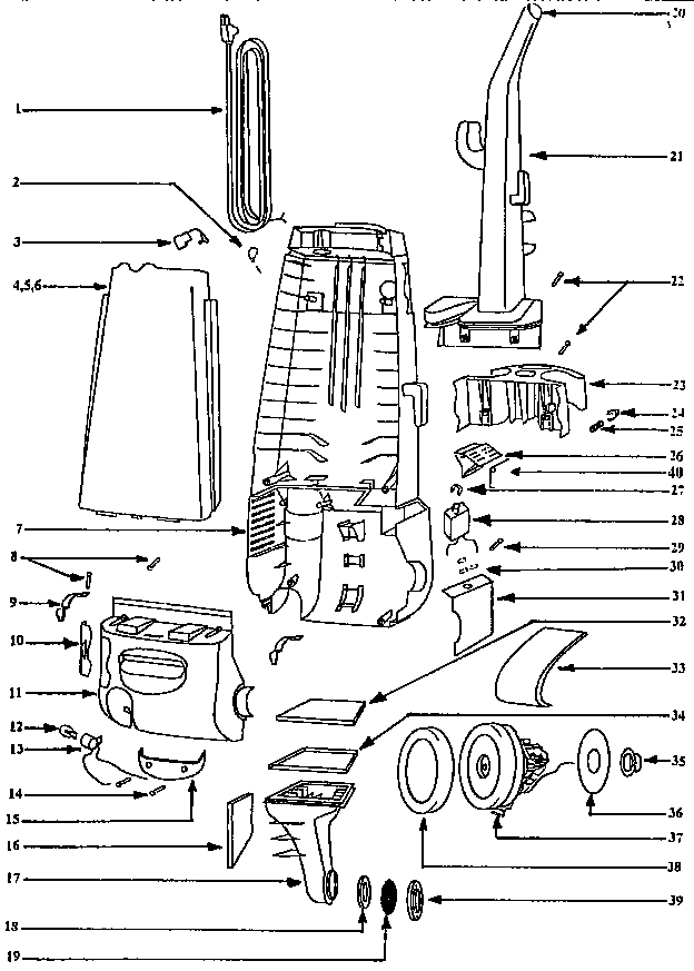 Handle and bag housing