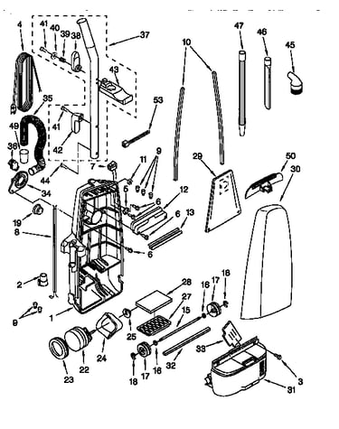 Dust compartment and motor