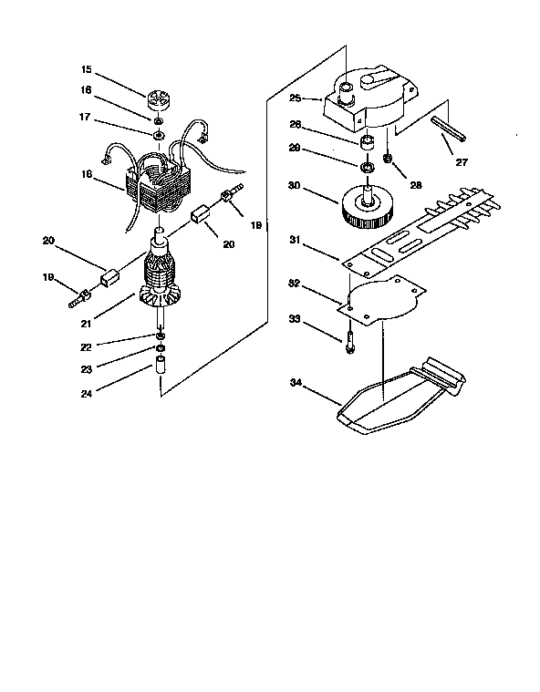 Motor and blade assembly