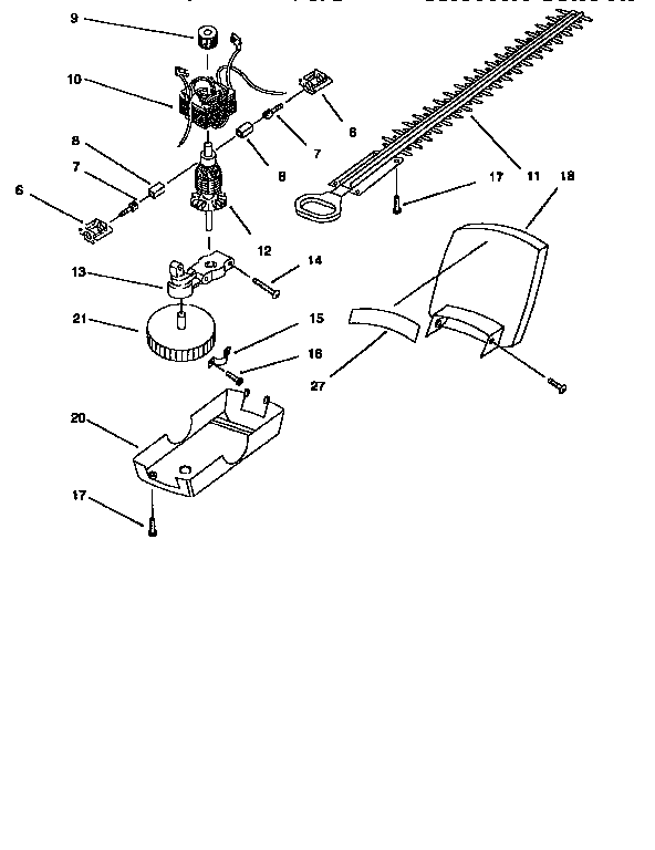 Motor and blade assembly