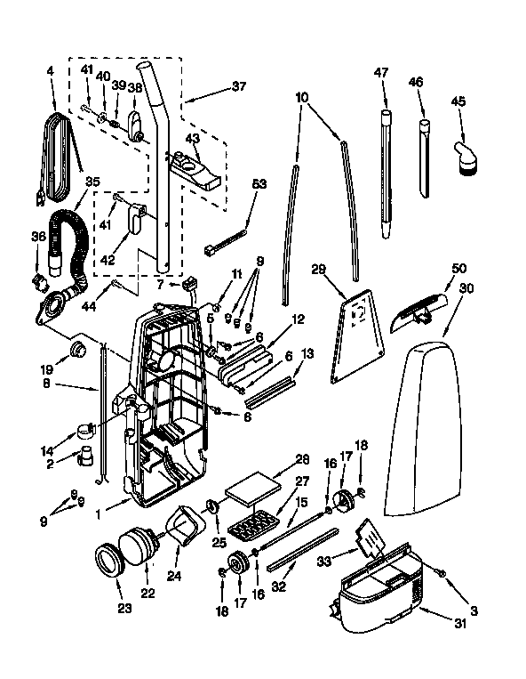 Dust compartment and motor