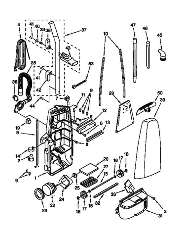 Dust compartment and motor