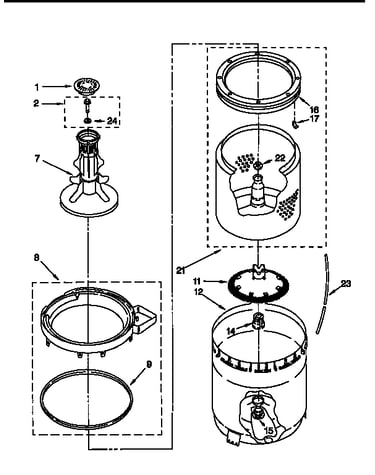 Agitator, basket and tub