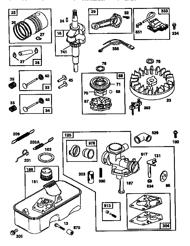 Carburetor and flywheel assembly