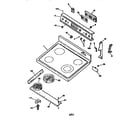 GE JBP75GV3WH cooktop and control panel diagram