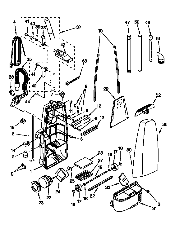 DUST COMPARTMENT AND MOTOR