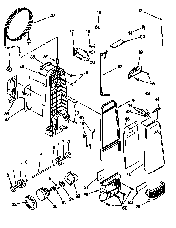 Dust compartment and motor