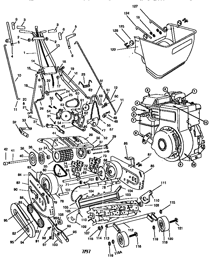 Front throw reel mower