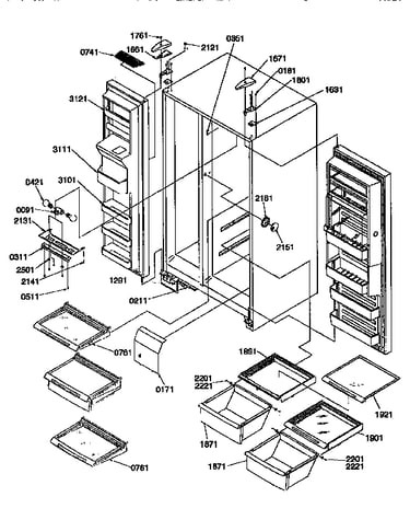Refrigerator/freezer shelves, lights