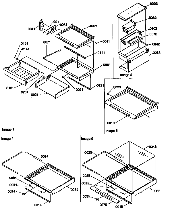 Deli, shelves crisper assemblies