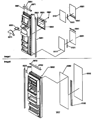 Refrigerator/freezer door trim and panels