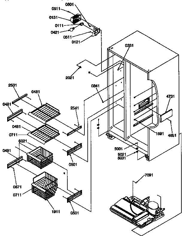 Freezer shelves & light