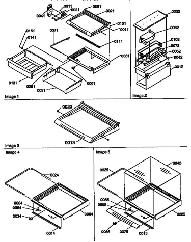 Dell, shelf and crisper assemblies