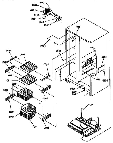 Freezer shelves and light