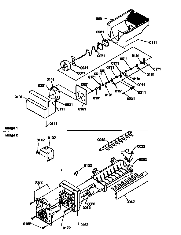Ice bucket auger and ice maker