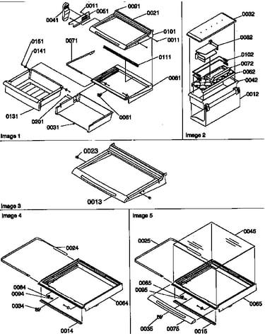 Dell, shelf, and crisper assemblies